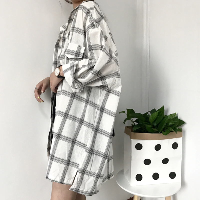 Melissa-Camisa larga a cuadros