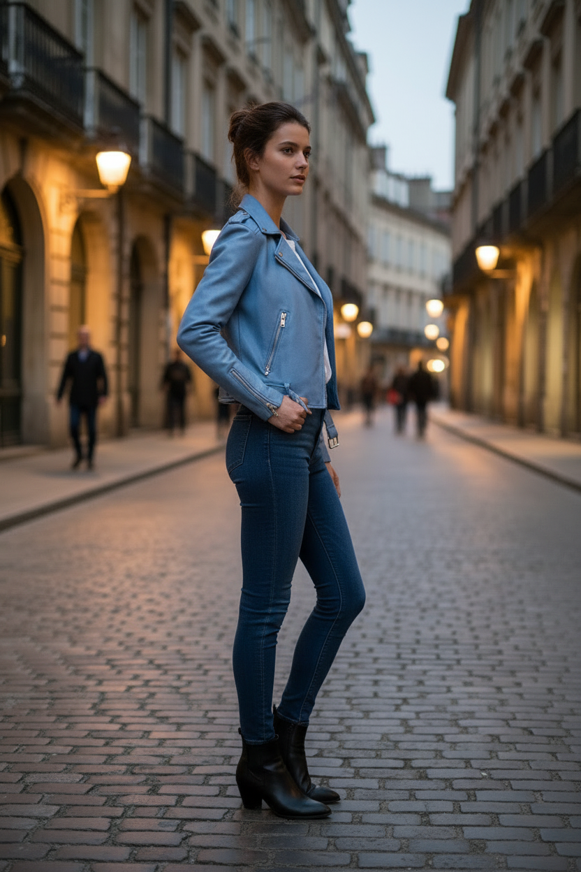 Chaqueta de cuero índigo