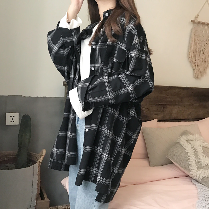 Melissa-Camisa larga a cuadros