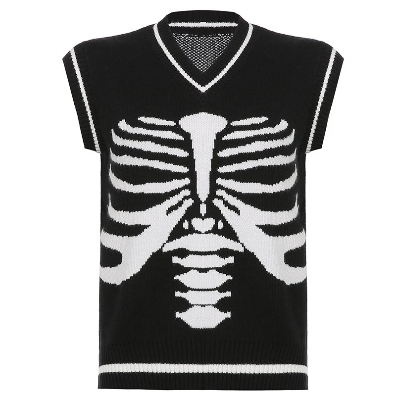 Chaleco de punto de calavera