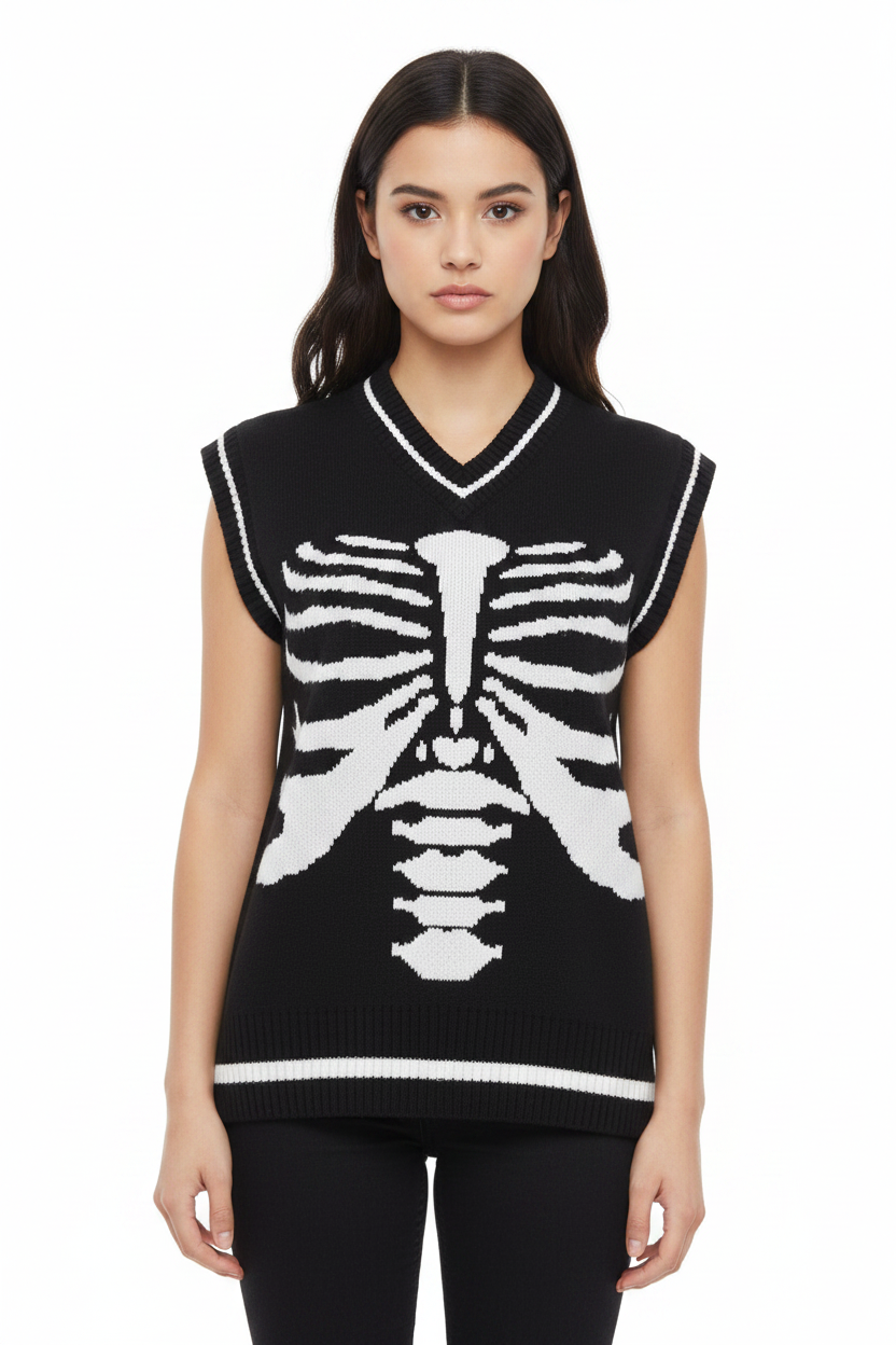 Chaleco de punto de calavera
