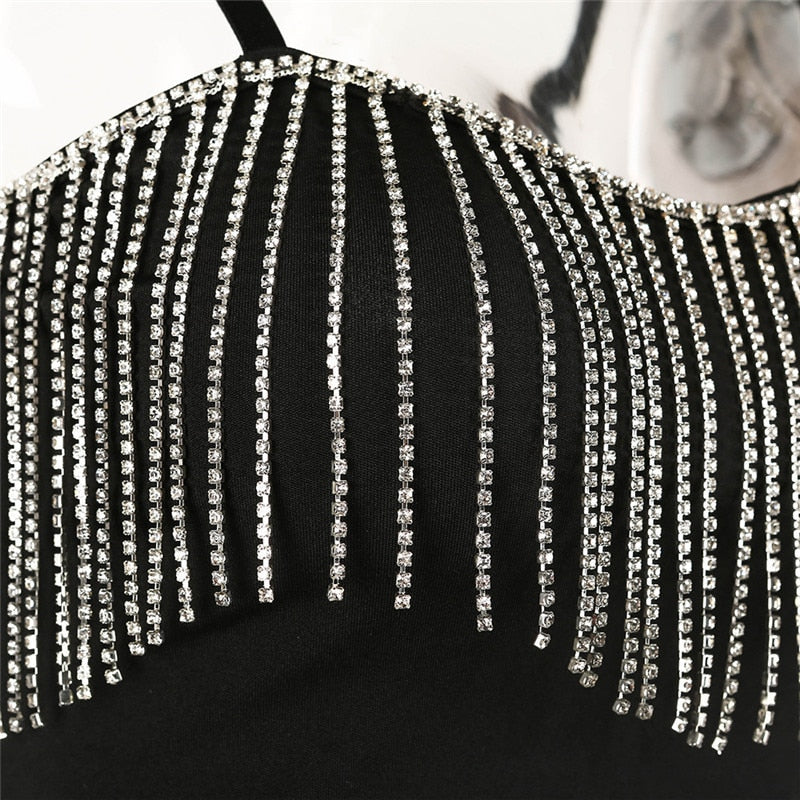 Rhinestone Tassel Top