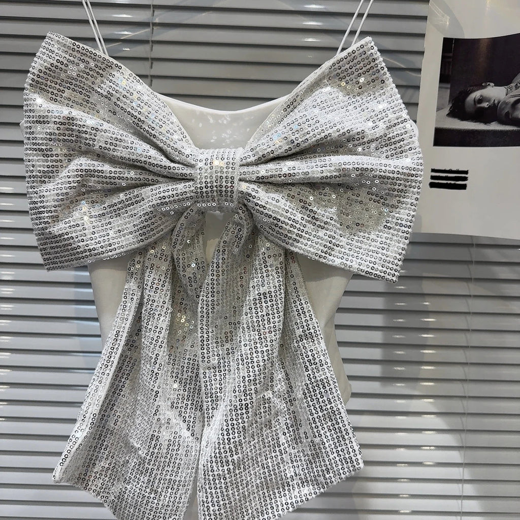 Sequined Big Bow Top