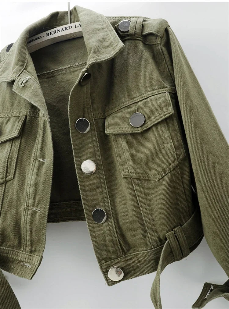 Women’s Army Green Denim Jacket