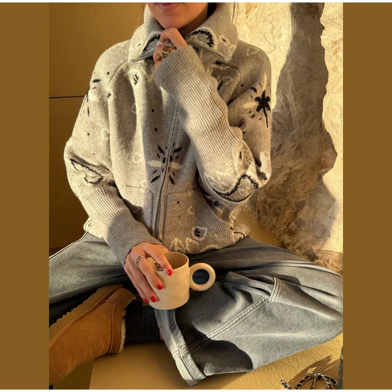 Women’s Jacquard Zip Cardigan