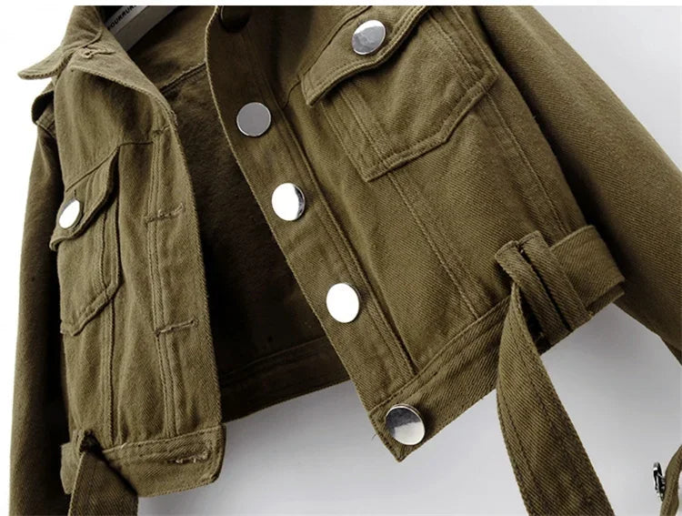 Women’s Army Green Denim Jacket