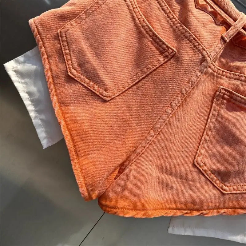 Women’s Orange Denim Shorts