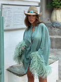 Nerea Feather Cuffs Coat