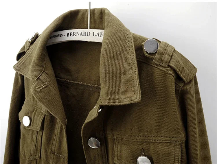 Women’s Army Green Denim Jacket