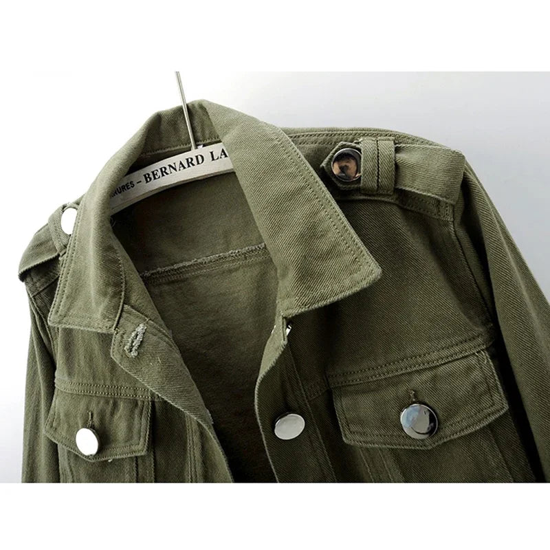 Women’s Army Green Denim Jacket