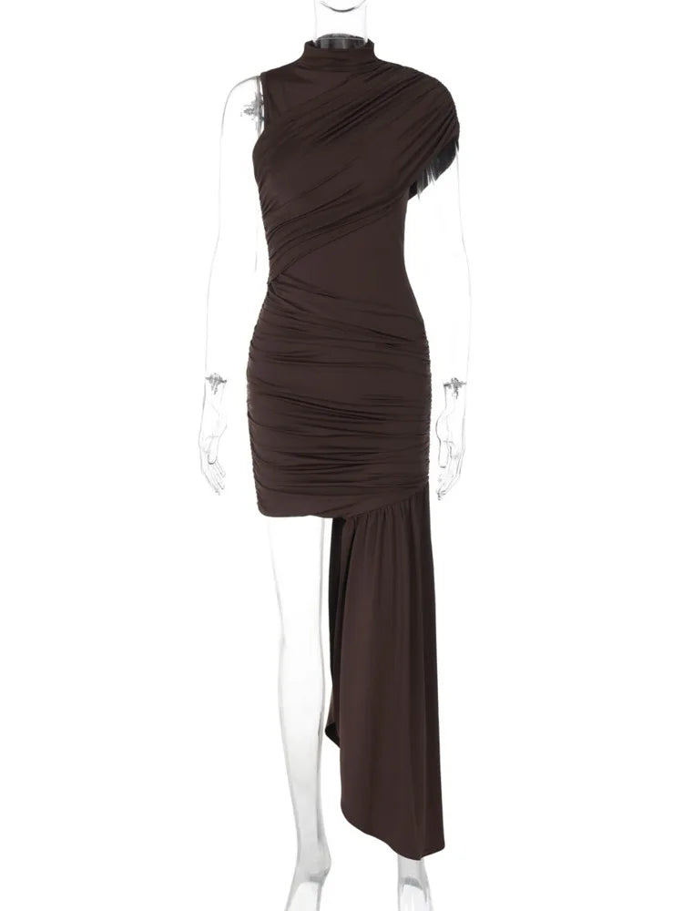 Irregular Ruched Mini Dress