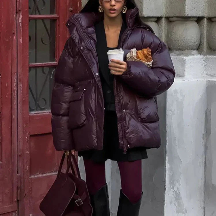 Casual Burgundy Lace Up Jacket