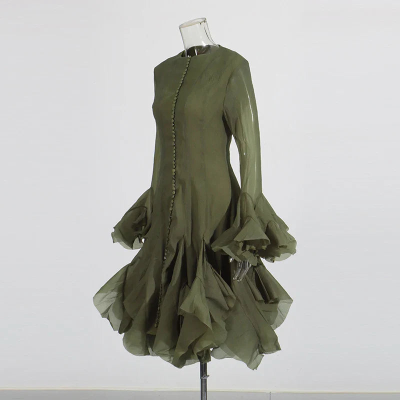 Women’s High Waist Ruffle Dress