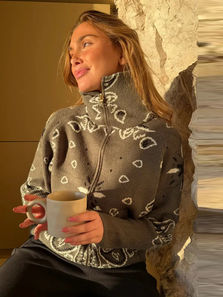 Women’s Jacquard Zip Cardigan