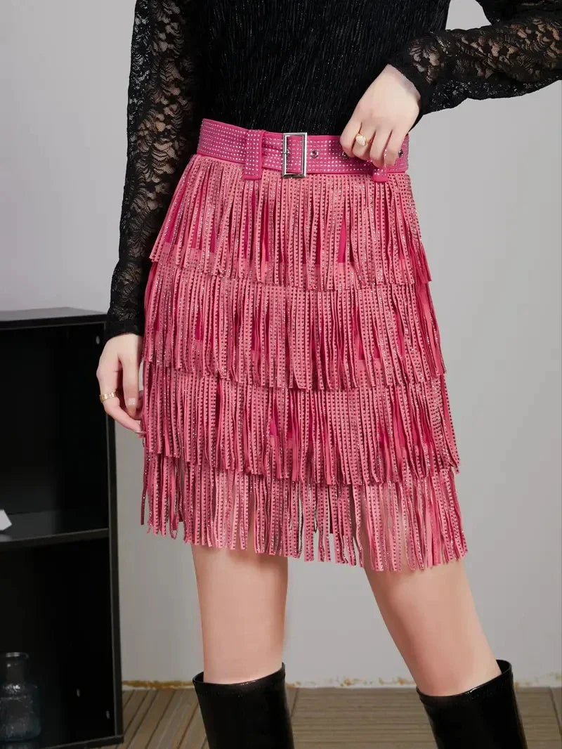 Sheila Rhinestone Tassel Skirt