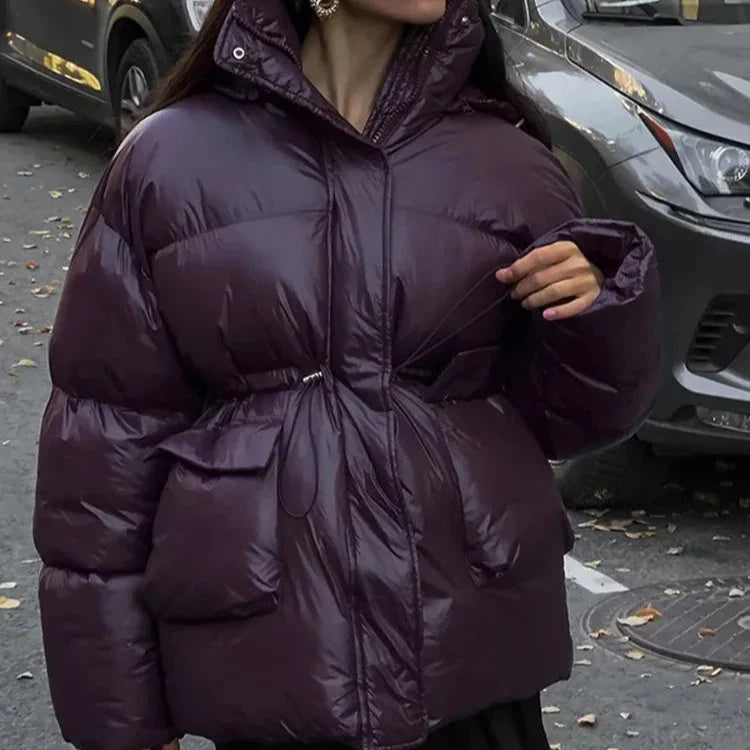 Casual Burgundy Lace Up Jacket