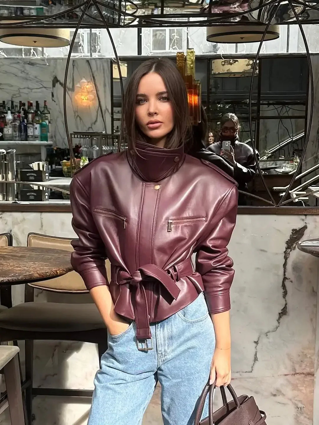 Women's Solid Burgundy Jacket