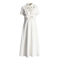Hollow Flower Short Sleeves Maxi Dress