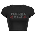 Rhinestone Letters Stars Printing T-Shirt