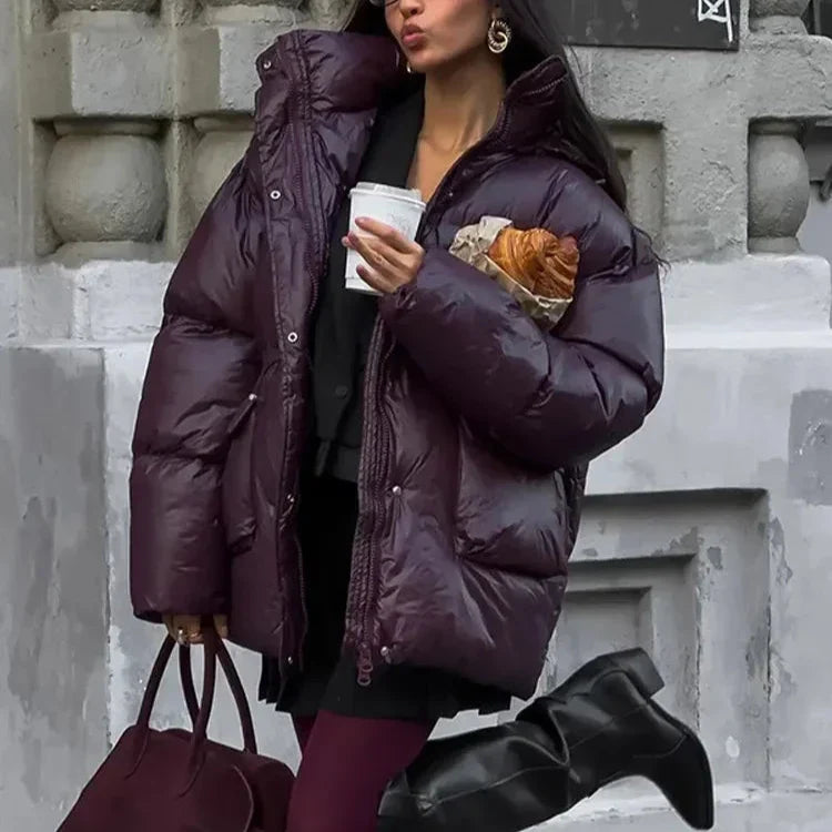 Casual Burgundy Lace Up Jacket