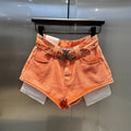 Women’s Orange Denim Shorts
