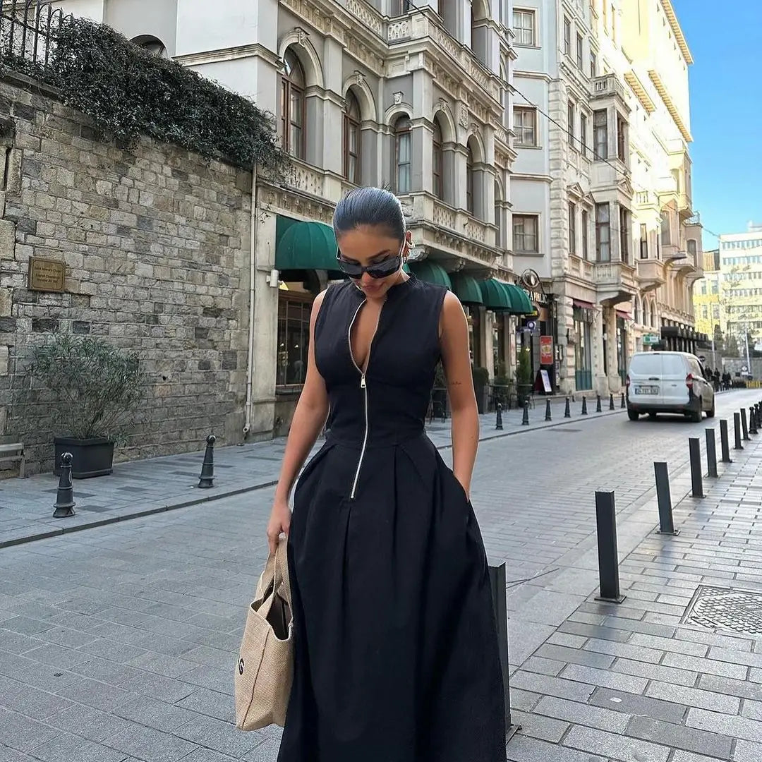 Sleeveless High Waist Dress