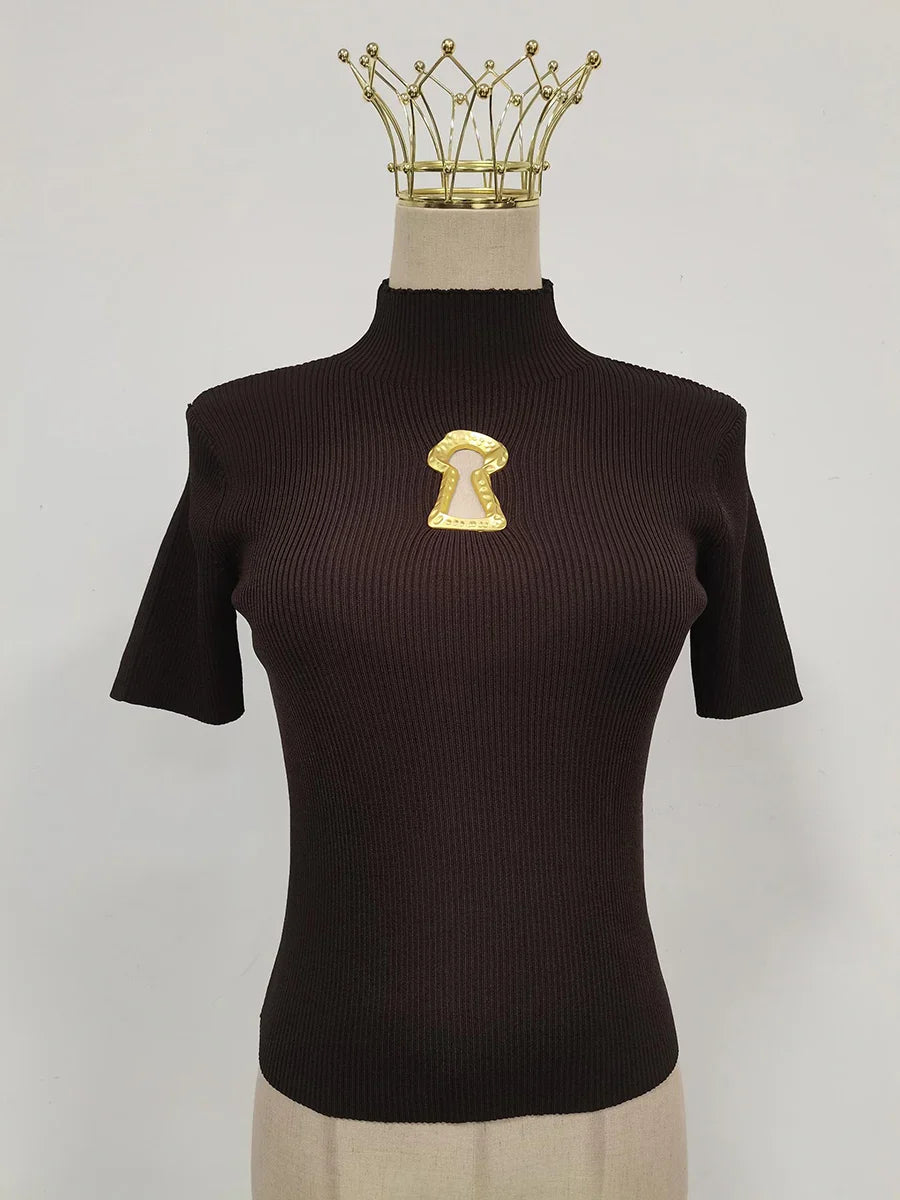 Women’s Turtleneck Buckle T-Shirt