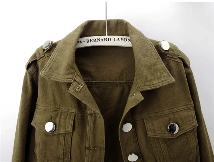 Women’s Army Green Denim Jacket