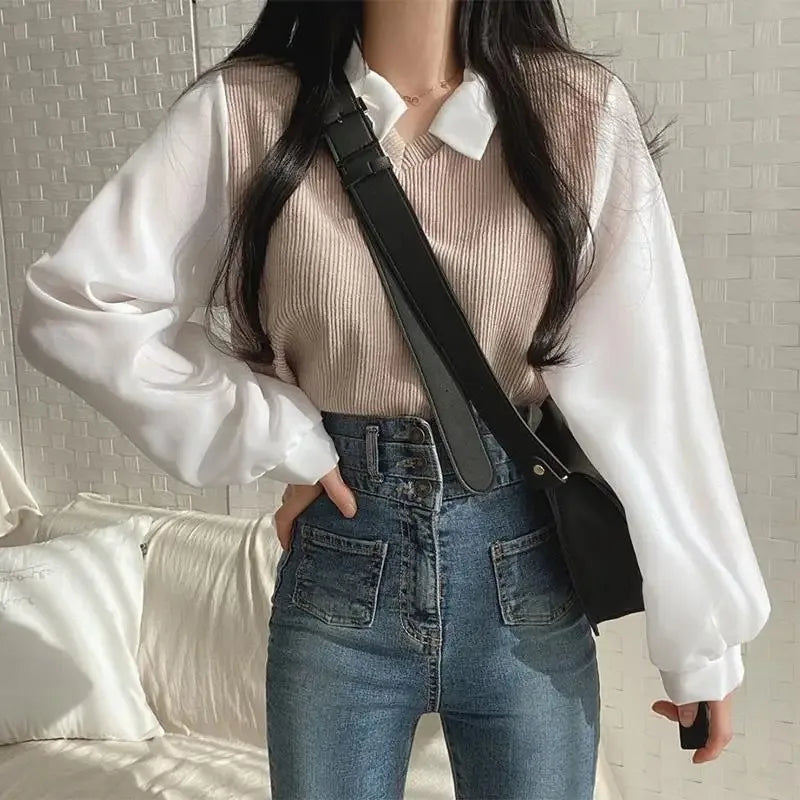 Two-piece Polo Collar Blouse