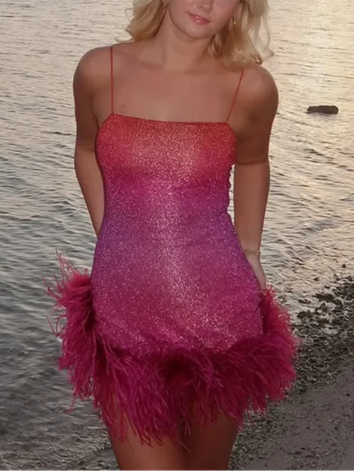 Amalia Glitter Halter Dress