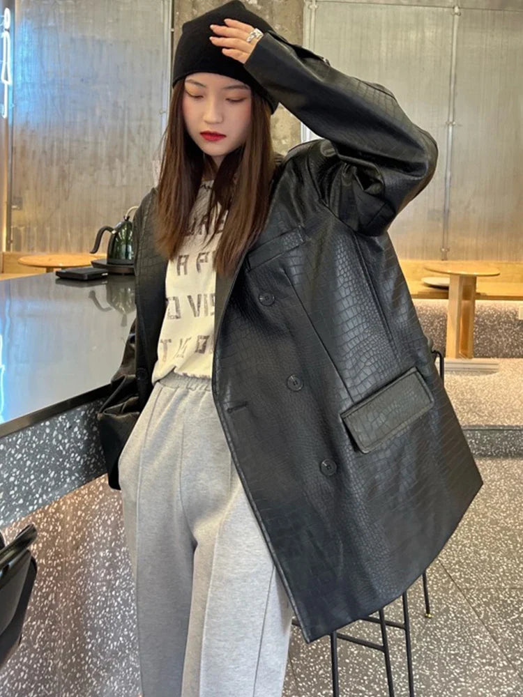 Amparo Oversized Crocodile Blazer