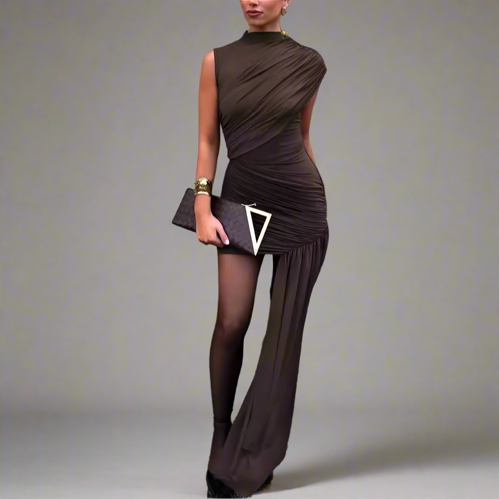 Irregular Ruched Mini Dress