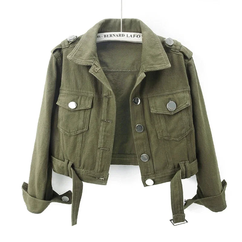 Women’s Army Green Denim Jacket