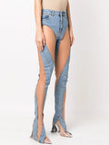 High Rise Mesh Skinny Jeans