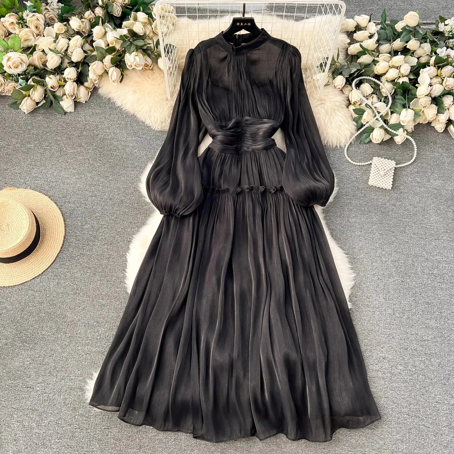 Puff Sleeve Midi Dress