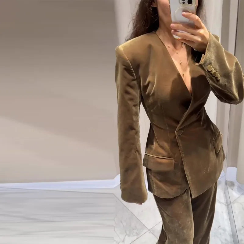Women’s Velvet Blazer Suit Set