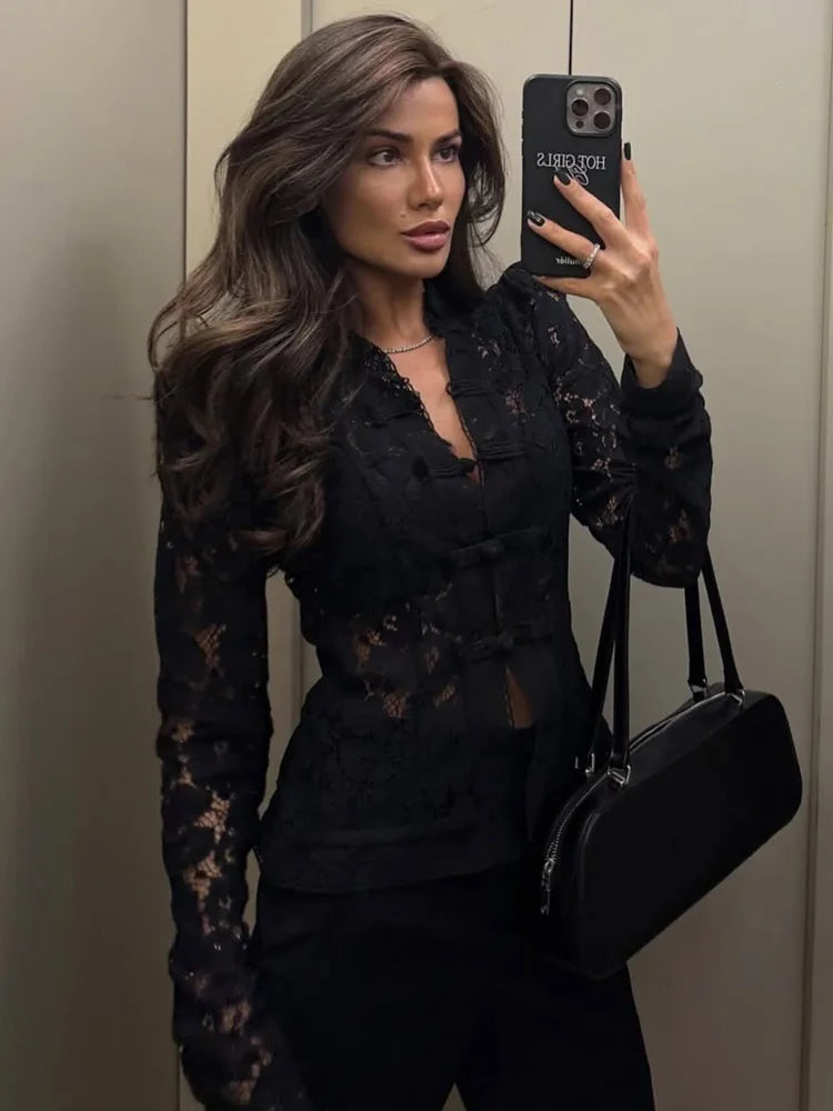 Women’s Lace Printed Blouse