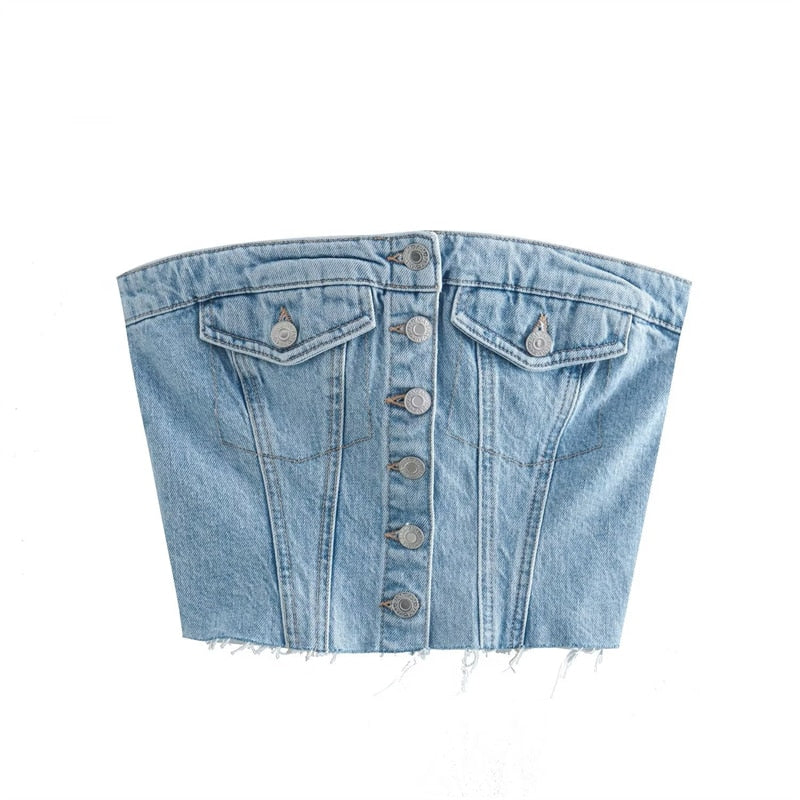 Strapless Denim Corset