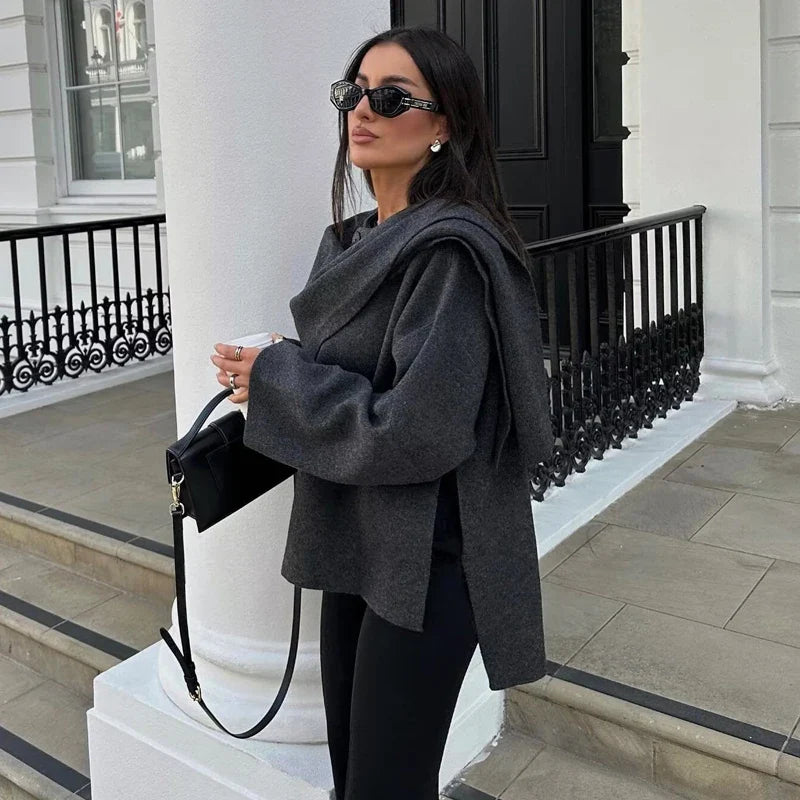 Women's Asymmetric Scarf Jacket