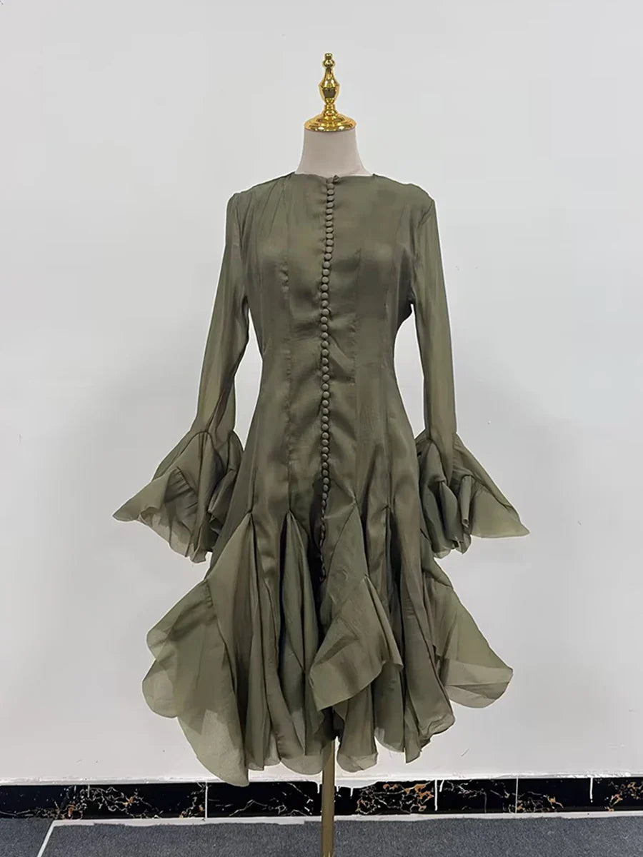 Women’s High Waist Ruffle Dress