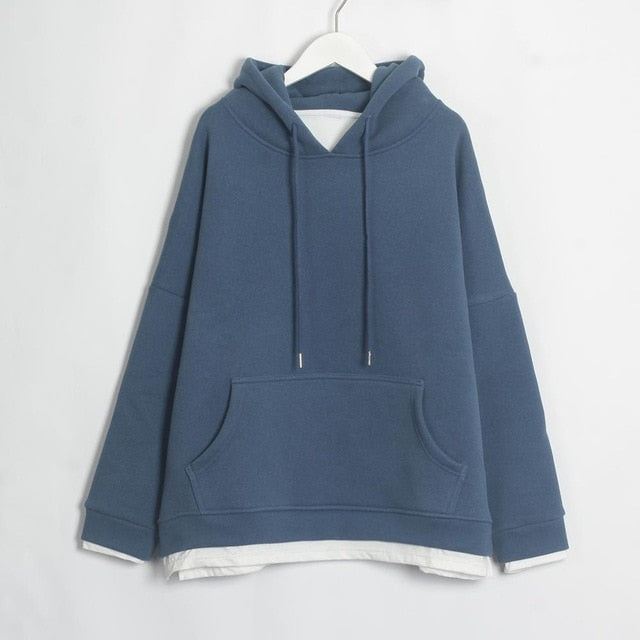 Sudadera larga con capucha de terciopelo