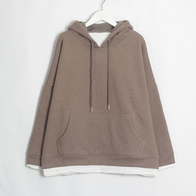 Sudadera larga con capucha de terciopelo