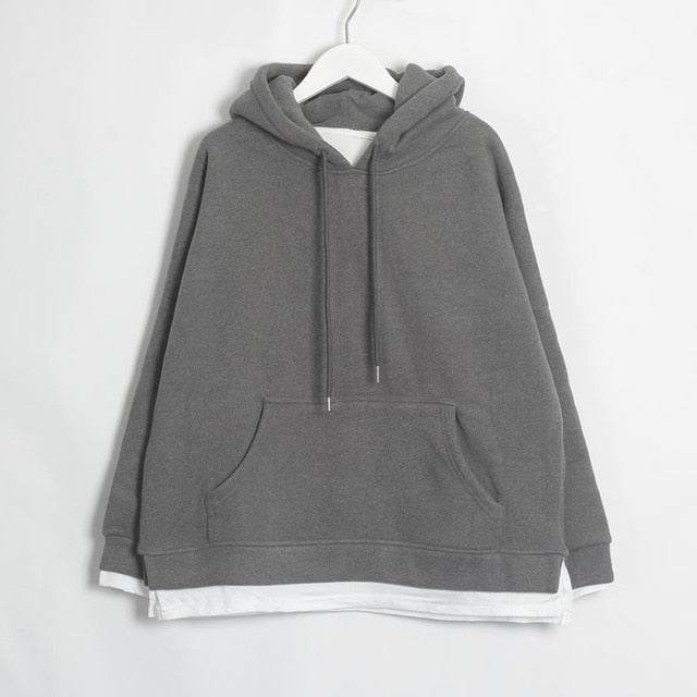 Sudadera larga con capucha de terciopelo