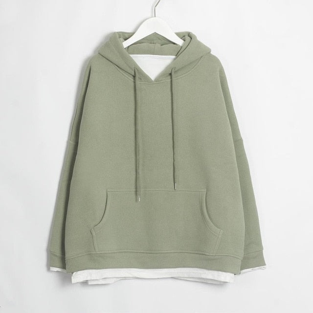 Sudadera larga con capucha de terciopelo
