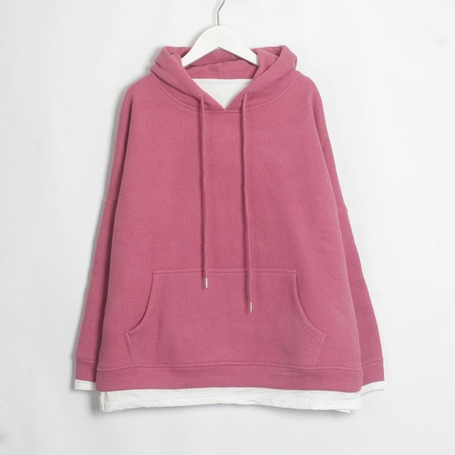 Sudadera larga con capucha de terciopelo