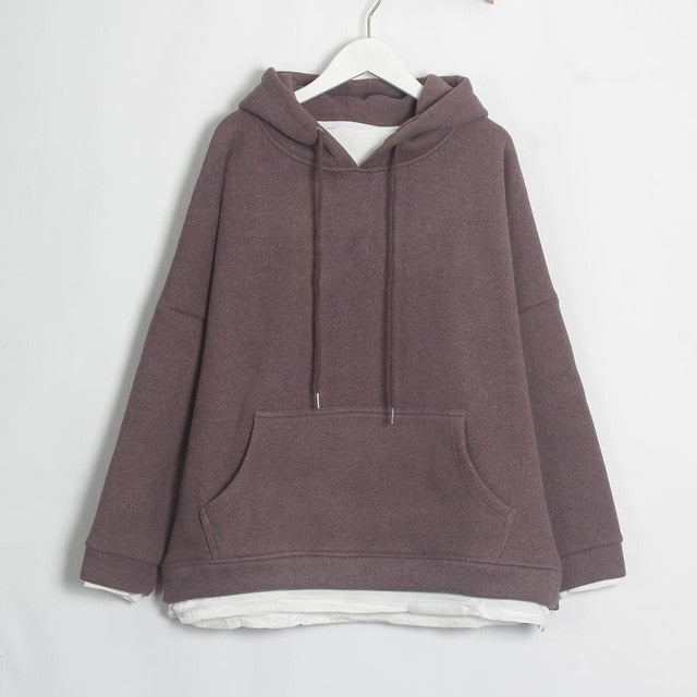 Sudadera larga con capucha de terciopelo