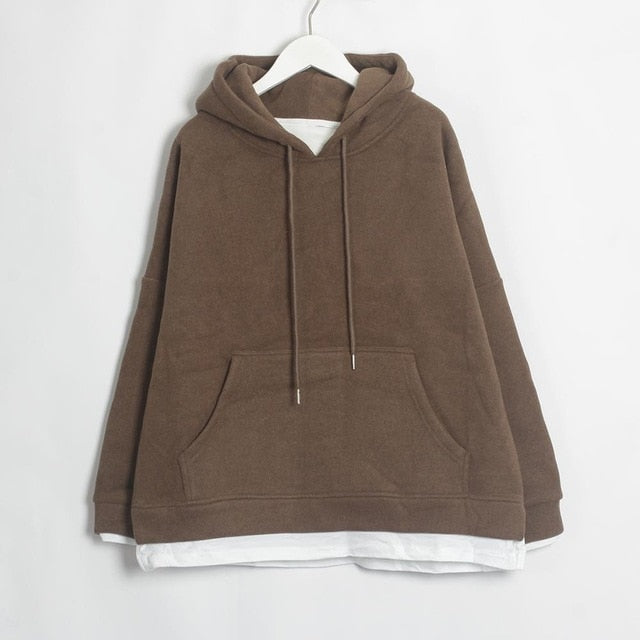 Sudadera larga con capucha de terciopelo
