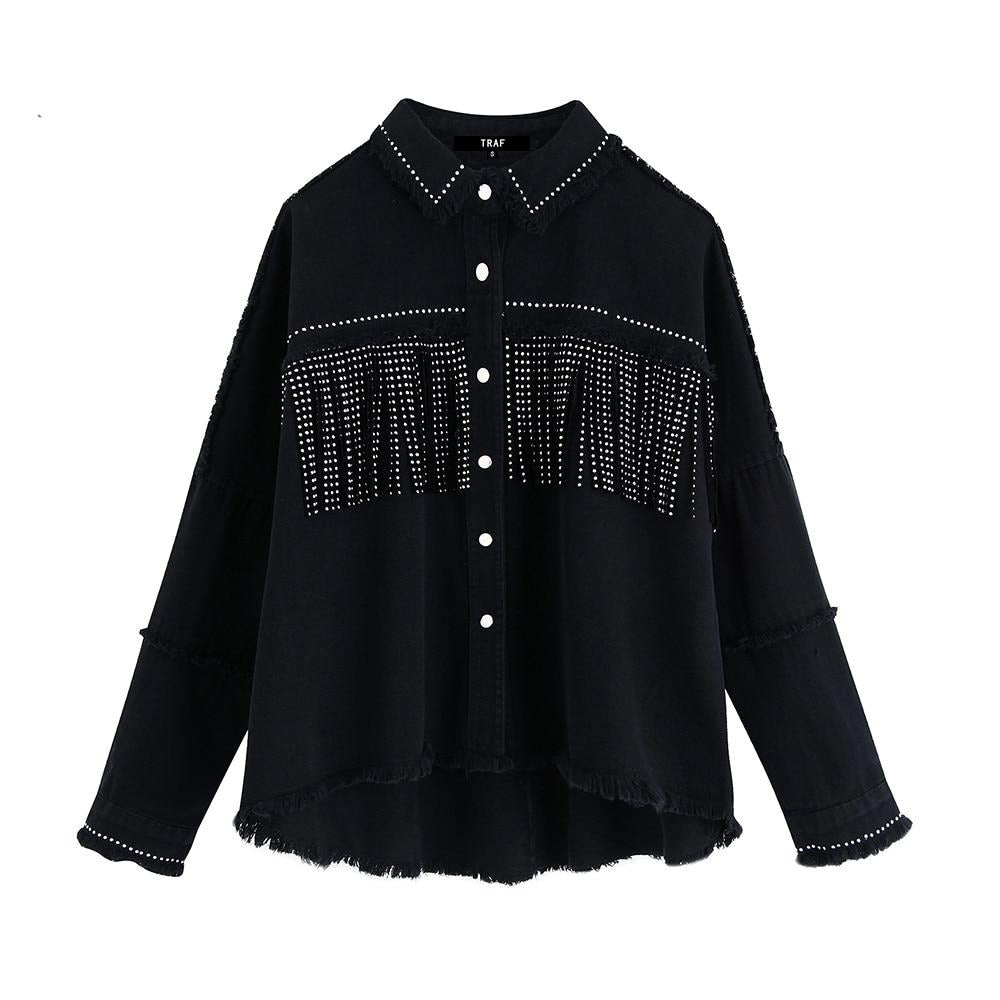 Chaqueta vaquera con borlas