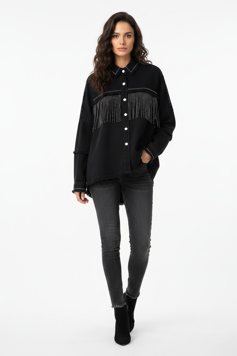 Chaqueta vaquera con borlas