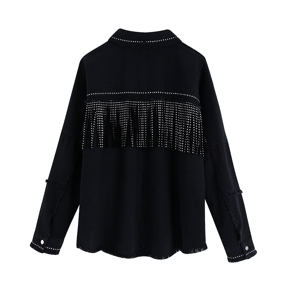 Chaqueta vaquera con borlas